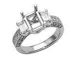 0.75 cts Emerald Cut Diamonds Engagement Ring - Platinum, 14kt White or Yellow Gold