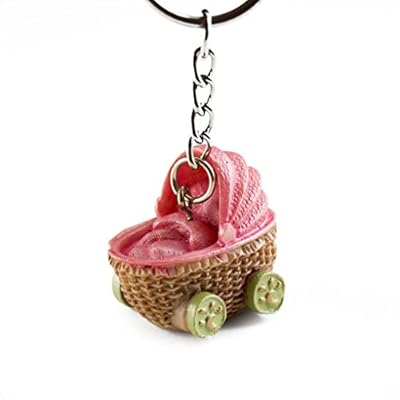 Mememall Fashion Set of 12 Girl Pink Carriage Key Chain Favors Lunaura Keepsake Baby Shower Gifts