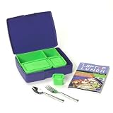 Laptop Lunch Bento Set 2.0 with Blue Outer Container, 5-Inner Lime Containers, Utensils, and User's Guide