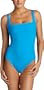 Calvin Klein Women's Pleat Front One Piece Swimsuit,Turquoise,6