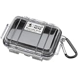 Pelican 1010-025-100 Micro-Case with Clear Lid and Carabineer, Black