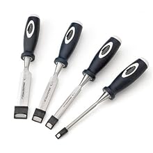Footprint 89 Series 150027 4-Piece Soft Grip Wood Chisel Set 1/4-Inch, 1/2-Inch, 3/4-Inch, 1-Inch