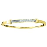 14K Yellow/White Gold 1 ct. Princess Cut Diamond Bangle Bracelet