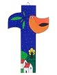 Hand Painted Wood Cross-Dove With Blue Background - 7.9 Inch./20 Cm.