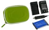 rooCASE 3n1 EVA Hard Shell (Green) Case with Memory Foam / NB-6L 1000MaH Li-Ion Battery / AC DC Charger for Canon PowerShot SD1300IS 12 MP Digital Camera Brown