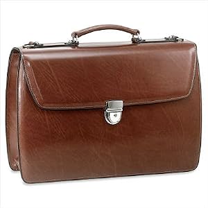 Jack Georges Elements Double Gusset Flap Briefcase 4402 Color: Cognac, Customize: Yes