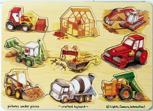 Wooden Construction 9-piece Peg Puzzle