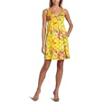 London Times Women's Knot Front Cotton Babydoll Dress,Yellow/Coral,8