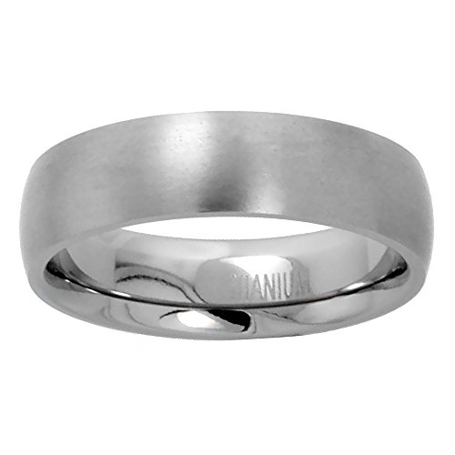 6mm Dome Titanium Wedding Band / Thumb Ring Matte finish Comfort Fit, sizes 5 to 12