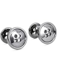 ROTENIER "Novelty" Sterling Silver Black Button Cufflinks