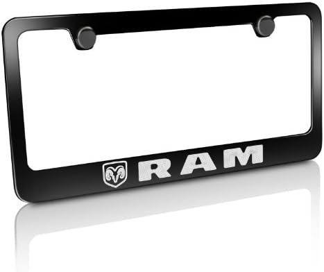 Dodge RAM Logo Black Metal License Plate Frame
