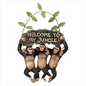 3 MONKEYS WELCOME TO MY JUNGLE SIGN WALL DOOR PLAQUE