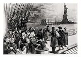 New York, Welcome to the Land of Freedom, an Ocean Steamer Passing the Statue of Liberty Art Giclee Poster Print, 24x18