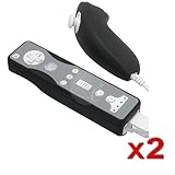 2 pcs Set Black Remote Controller+ Nunchuk Skin for Wii