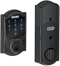 Schlage Connect Camelot Touchscreen Deadbolt with Built-In Alarm, Aged Bronze, BE469NXCAM716