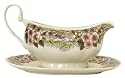 Churchill China Thanksgiving Turkey Multi Colors Gravy Boat and Stand