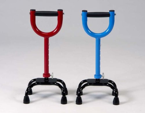 Quad Cane - Pediatric. This pediatric quad cane has a vinyl comfort grip for right or left hand use.