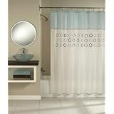 Aqua Blue Circle Embroidered Fabric Shower Curtain by everydayhomeoutlet