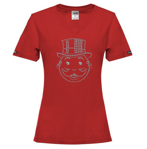 Crooks &amp; Castles Womens Big Face Karat Knit V-Neck S/S, True Red, X-Small