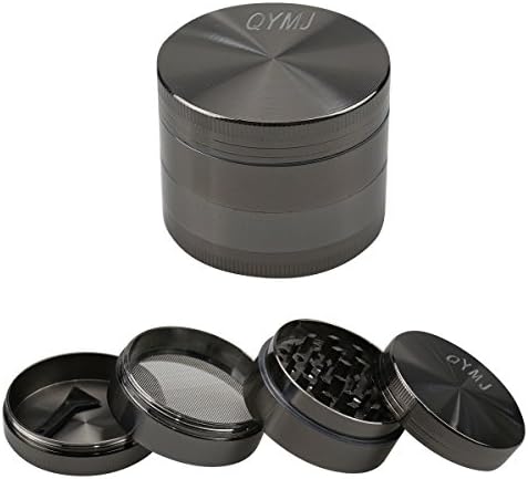 QYMJ 2'' inch Weed Spice Tobacco Herb Grinder 4 Piece (Black 1)