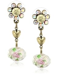 Betsey Johnson "Girlie Grunge" Flower Bead Drop Earrings