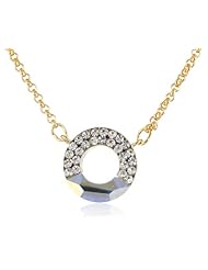 Oroclone "Crystal Luxe" 14k Plated Circle Moon Cut Swarovski Stone Necklace, 16"