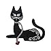 ID 2895 Black Cat With Leash Patch Kitty Kitten Embroidered Iron On Applique