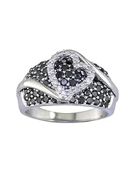 2 CT Black & White Diamond Heart Ring in 14K White Gold