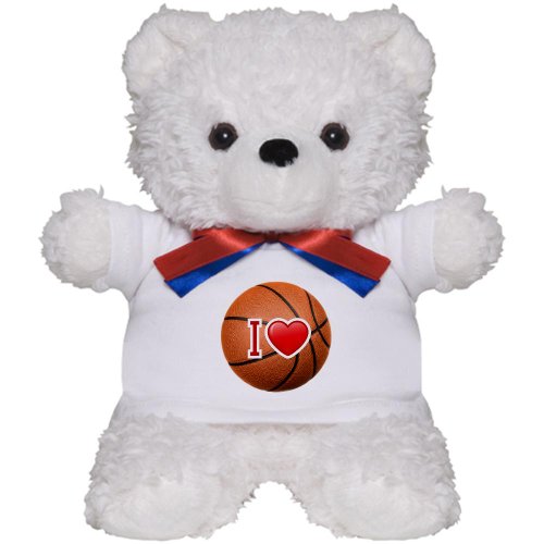 Teddy Bear White I Love Basketball