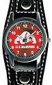 US Marine Corps Leather Strap Watch with BullDog