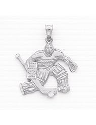 Sterling Silver Ice Hockey Goalie Charm Pendant