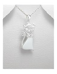 Cat CZ Pendant Necklace In 92.5 Sterling Silver