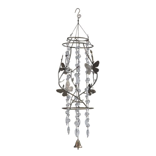 Grasslands Road Garden Mist Large Metal Helix Butterfly Bell Chime, Beaded Grasslands Road Garden Mist Large Metal Helix Butterfly Bell Chime, Beaded