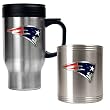 New England Patriots 16oz Travel Mug & Stainless Can Holder Set - Primary logo NFL Football