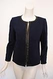 IMAGE OF DKNY womens midnight crop leather trim jacket