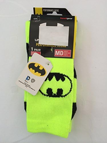 Under Armour Men's Performance Batman Crew Socks, Black/Neon, Medium