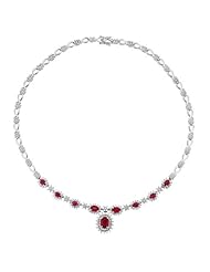 1 3/4 ct. tw. Diamond and Ruby Necklace in 14K White Gold