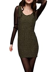 Long Sleeves Polyester Mesh Above the Knee Round Neck Prom Dress 