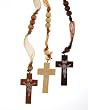 Set of 3 Light, Medium and Dark Colored Wood and Silk Rosary