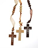 Set of 3 Light, Medium and Dark Colored Wood and Silk Rosary