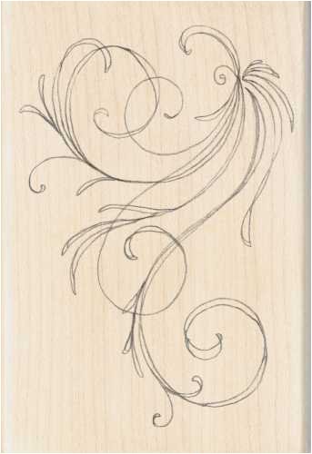Rubber Stamp With Wood Handle-Large Flourish