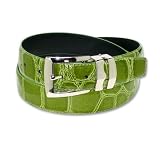 Croc Embossed CELERY/LIME GREEN Bonded Leather Belt Silver-Tone Buckle Regular