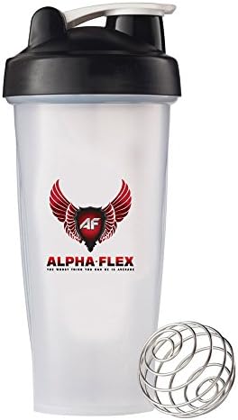 Alpha-Flex - Protein Shaker Bottle - 28oz - Black - Hand Held Blender