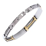 Mens Stainless Steel Gold Cable Bracelet
