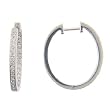 14k White Gold Diamond Hoop Earrings