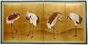 Classic Asian Japanese Chinese Art - 36" x 72" Cranes Gold Leaf Oriental Wall Screen Painting