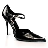 41XB70GRXTL. SL160  4 1/2 Inch Sexy High Heel Dorsay Pump Shoe With Ankle Strap Stiletto Heel And Pointed Toe Black Leather