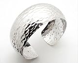 Wide Sterling Silver Hammered Matte Oxidized Finish Cuff Bracelet
