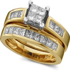 1 1/2 ctw. Diamond Engagement Ring and Band