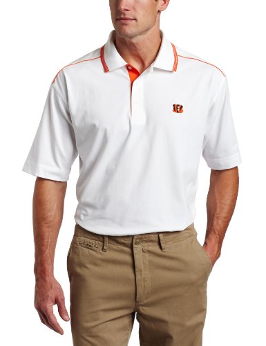NFL Cincinnati Bengals Men's Baseline Organic Polo, White/College Orange, Large